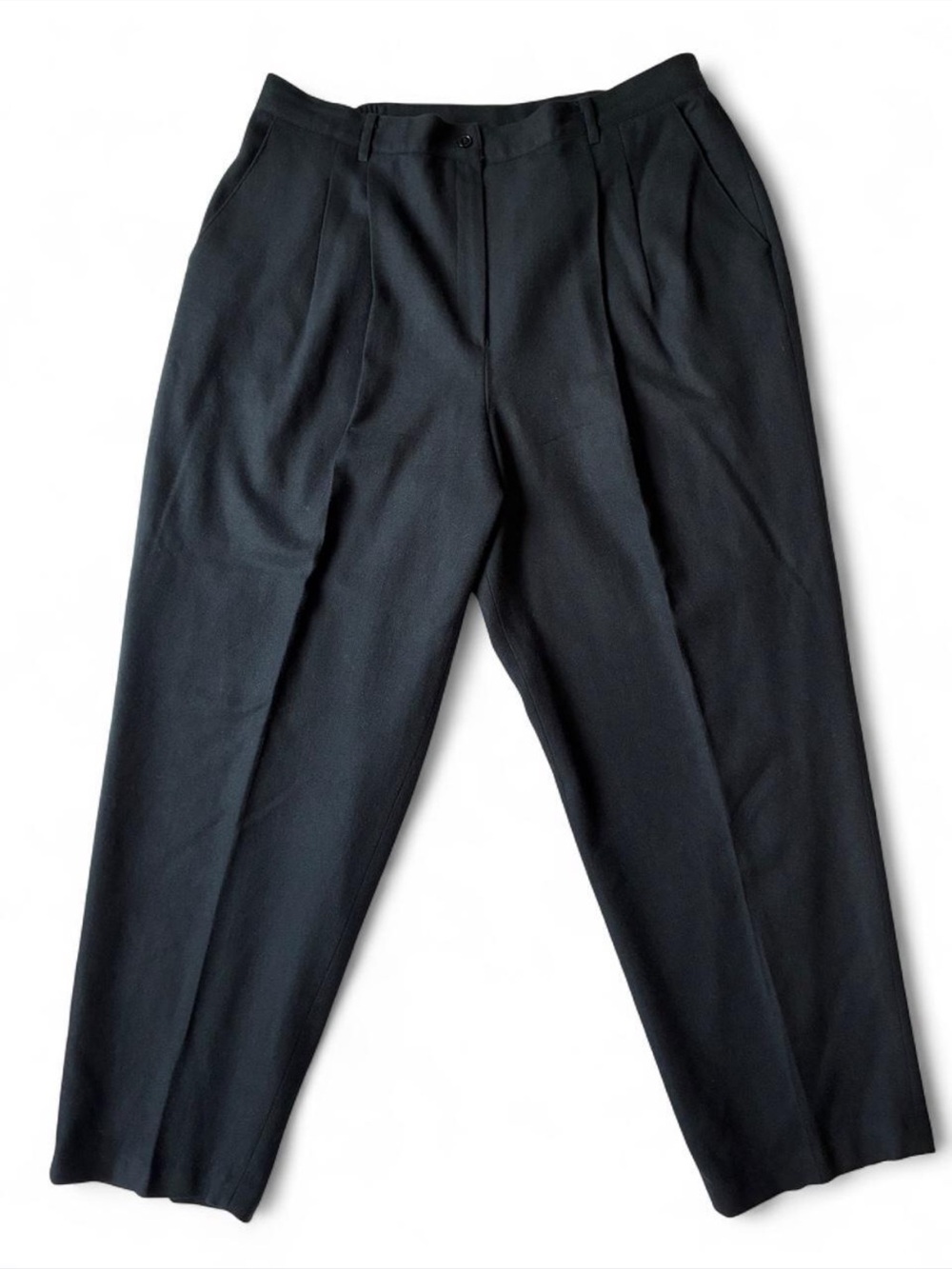 Sag Harbor 100% Wool Black Pleated Trouser Classic Academia Career Cozy Size 22W